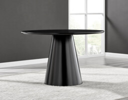 Palma Black Semi Gloss Round Dining Table & 4 Lorenzo Chairs - thumbnail 2