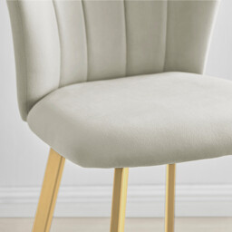2x Juniper Cappuccino Beige Velvet Counter Stools Gold Legs - thumbnail 3