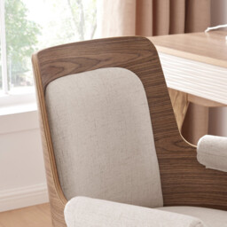Hoomz Cream Fabric and Wood Swivel Office Chair - thumbnail 4