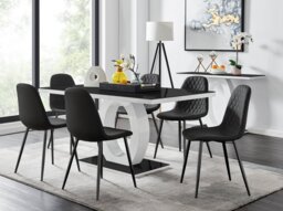 Giovani 6 Table & 6 Corona Black Leg Chairs - thumbnail 1