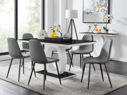 Giovani 6 Table & 6 Corona Black Leg Chairs - thumbnail 2