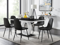 Giovani 6 Table & 6 Corona Black Leg Chairs - thumbnail 3