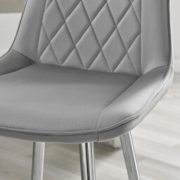2x Pesaro Grey Velvet Counter Stools Silver Legs - thumbnail 3
