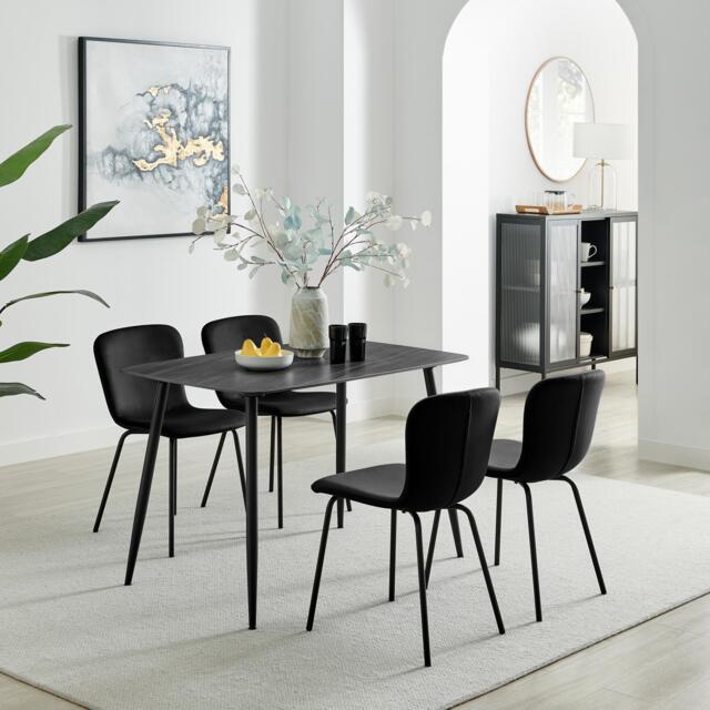 Asti Grey Marble Ceramic Top Dining Table & 4 Asti Chairs - image 1