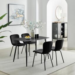 Asti Grey Marble Ceramic Top Dining Table & 4 Asti Chairs - thumbnail 1