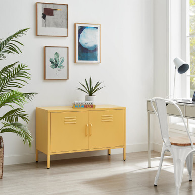 Teksi Mustard Yellow Metal Locker 2 Door Sideboard Cabinet - image 1