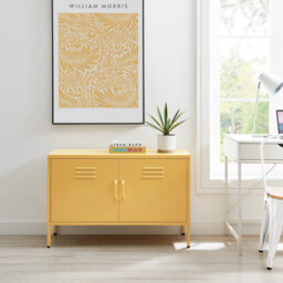Teksi Mustard Yellow Metal Locker 2 Door Sideboard Cabinet - thumbnail 2
