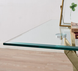 Leonardo Square Glass and Gold Side Table - thumbnail 2