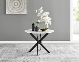 Novara White Gloss Black Leg Round Dining Table & 4 Calla Black Leg Chairs - thumbnail 3