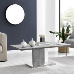 Alba Rectangular Stone Effect and White Gloss Coffee Table