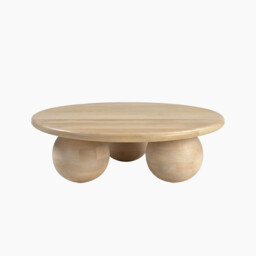 Olympus Round White Oak Wood Sphere Leg Coffee Table - thumbnail 4
