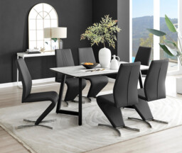 Carson White Marble Effect Dining Table & 6 Willow Chairs - thumbnail 2
