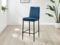 2x Milan Navy Blue Velvet Counter Stools Black Legs - thumbnail 4