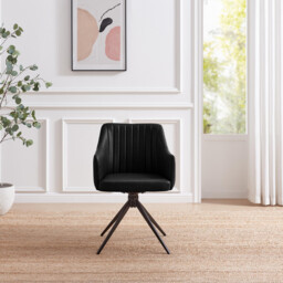 2x Calla Black Faux Leather Swivel Dining Chairs - thumbnail 3