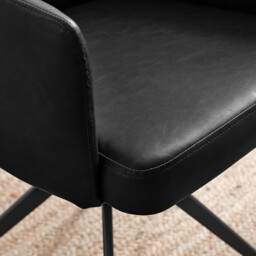 2x Calla Black Faux Leather Swivel Dining Chairs - thumbnail 4
