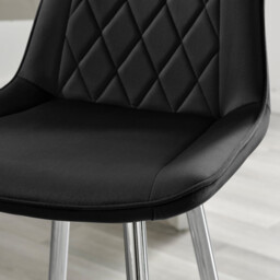 2x Pesaro Black Velvet Counter Stools Silver Legs - thumbnail 3