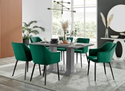 Imperia High Gloss Grey Dining Table & 6 Calla Black Leg Chairs - thumbnail 1