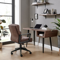 Rosco Brown Faux Leather Swivel Office Chair - thumbnail 3