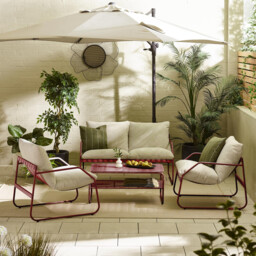 Syros Berry Red Metal & Cream 4 Seat Garden Sofa Set - thumbnail 2