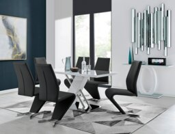 Sorrento White High Gloss And Chrome Dining Table And 6 Willow Dining Chairs - thumbnail 1
