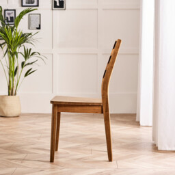 2x Lynton Dark Walnut Effect Solid Wood Dining Chairs - thumbnail 4