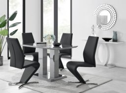 Imperia 4 Modern Grey High Gloss Dining Table And 4 Willow Chairs Set - thumbnail 1