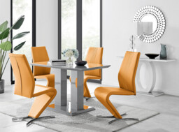 Imperia 4 Modern Grey High Gloss Dining Table And 4 Willow Chairs Set - thumbnail 3