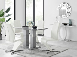 Imperia 4 Modern Grey High Gloss Dining Table And 4 Willow Chairs Set - thumbnail 4
