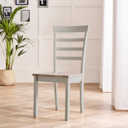 2x Whitby Whitewashed & Grey Solid Wood Dining Chairs - thumbnail 2