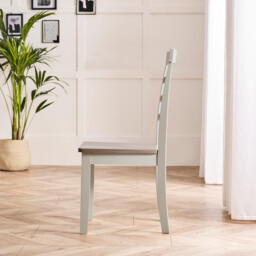 2x Whitby Whitewashed & Grey Solid Wood Dining Chairs - thumbnail 4