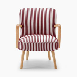 Sylvie Accent Chair Berry and Cream Stripe Oak Effect Legs - thumbnail 4