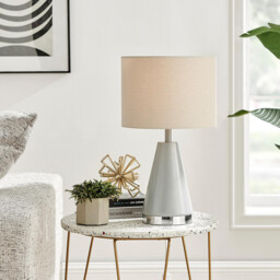 Zoe Grey and Silver Metal Table Lamp - thumbnail 1