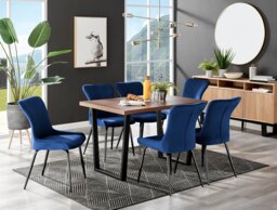 Kylo Brown Wood Effect Dining Table & 6 Nora Black Leg Chairs - thumbnail 1