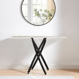 Leonardo White Marble Glass and Black Console Table - thumbnail 3