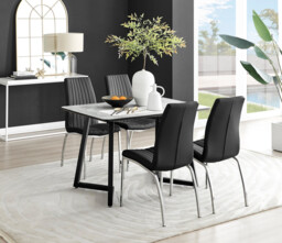 Carson White Marble Effect Dining Table & 4 Isco Chairs - thumbnail 2