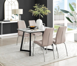Carson White Marble Effect Dining Table & 4 Isco Chairs - thumbnail 3