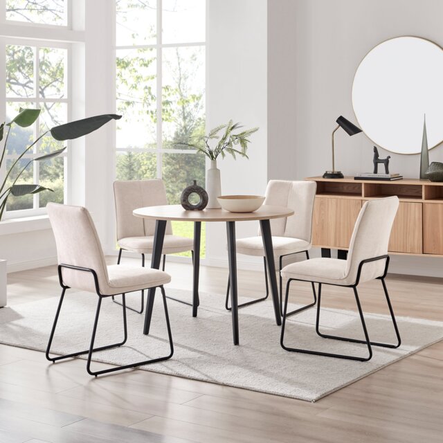 Koko Oak Effect Round Dining Table & 4 Halle Chairs - image 1