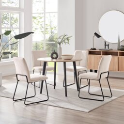 Koko Oak Effect Round Dining Table & 4 Halle Chairs - thumbnail 1