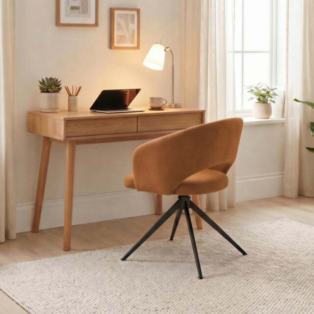 Anika Terracotta Orange Fabric Swivel Office Chair - image 1