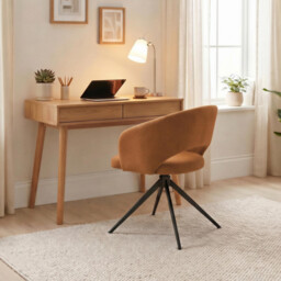 Anika Terracotta Orange Fabric Swivel Office Chair