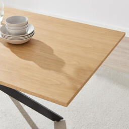 Leonardo Rectangular Oak Veneer and Black Metal 6 Seater Dining Table - thumbnail 3