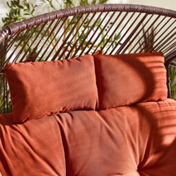 Brown Rattan & Orange Garden Double Egg Chair Seat - thumbnail 4