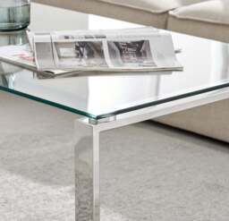 Furniturebox Miami Rectangular and Silver Coffee Table, Glass in Clear/Silver - Size: 60x45.5x120 cm - thumbnail 3
