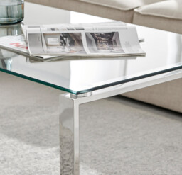 Miami Rectangular Glass and Silver Coffee Table - thumbnail 3