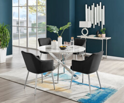 Novara White Marble 120cm Round Dining Table & 4 Calla Silver Leg Chairs - thumbnail 4