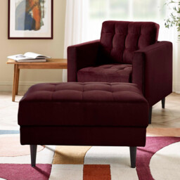Jolene Maroon Velvet Footstool - thumbnail 1