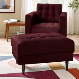 Jolene Maroon Velvet Footstool - thumbnail 3
