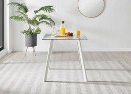 Seattle Glass and White Leg Square Dining Table & 4 Stockholm Wooden Leg Chairs - thumbnail 4
