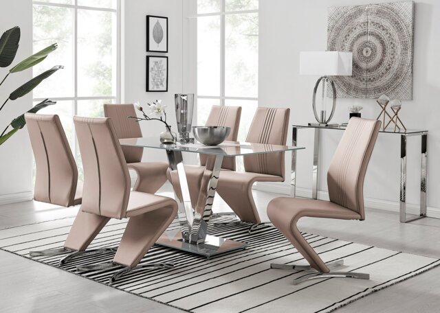 Florini V Grey Dining Table and 6 Willow Chairs - image 1