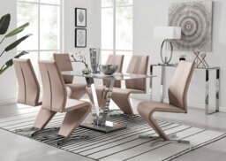 Florini V Grey Dining Table and 6 Willow Chairs - thumbnail 1